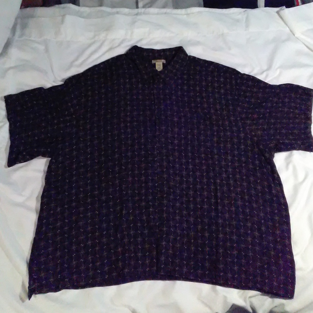 ISLANDER black 100% Rayon button down shirt  4X